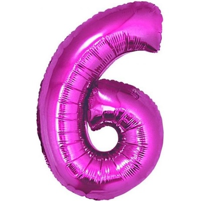 vybavsenaparty Fóliová číslice tmavě růžová '6' 92 cm