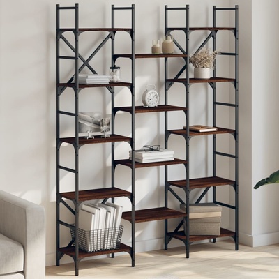 vidaXL Regál na knihy Hnědý dubový vzhled 127,5x28,5x172,5cm Materiál na bázi dřeva