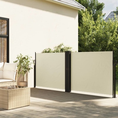 vidaXL Zatahovací boční markýza krémová 140 x 1000 cm