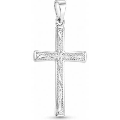 Argento Strieborný prívesok krížik s ručným gravírom 85555