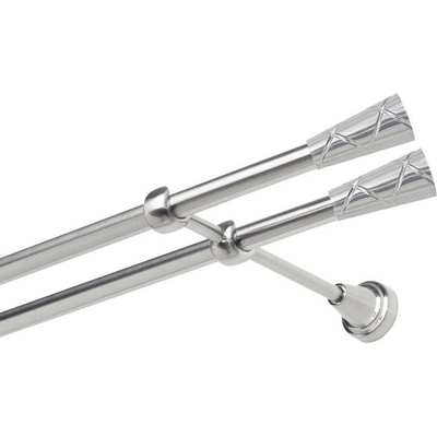 OK-GarnýžeCZ Garnýž kovová dvouřadá 19mm Trapezium double nerez 260 cm do stěny / na tunýlek - bez kroužků