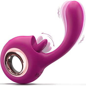 SuperLove 2in1 G-Spot Licking Tongue Vibrator Burgundy