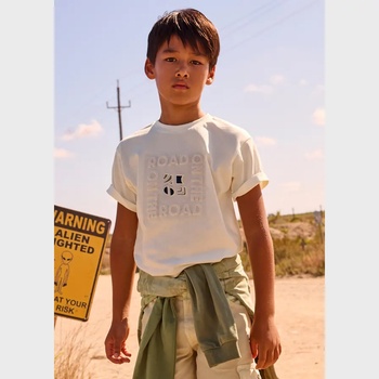 MAYORAL Тениска къс ръкав embossed formal Сметана за момче Mayoral