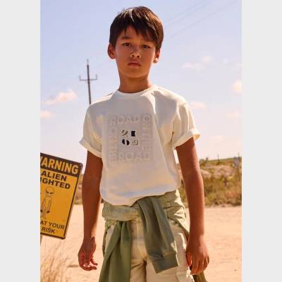 MAYORAL Тениска къс ръкав embossed formal Сметана за момче Mayoral