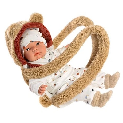 Llorens Интерактивна кукла Llorens - Joel, С портбебе, Със звуци, 38 см (ll38945) (ll38945)