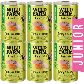 WILD FARM Premium Grain Free Turkey and Salmon Junior 6x400g - беззърнена храна за котенца