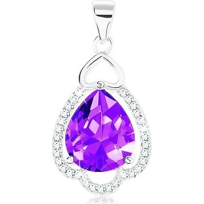 Šperky Eshop Stříbrný přívěsek broušená zirkonová slza tanzanitové barvy čirý lem SP21.07