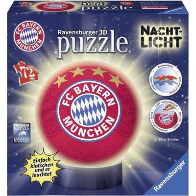 Ravensburger 3D Puzzleball Svítící FC Bayern Mnichov 72 ks