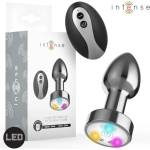  Вибриращ метален анален разширител, LED светлини, 8см. - Intense Plug (D-244718)