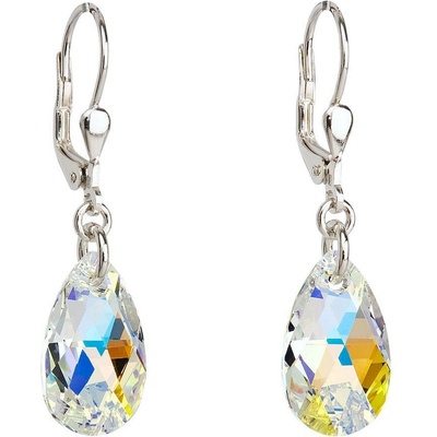 Swarovski Elements Pear krystal stříbrné visací bílé duhové slzičky kapky 31063.2 Crystal AB bílá křišťálová duhová měňavá