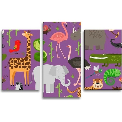 Sablio Obraz - 3-dílný Animované safari - 75x50 cm