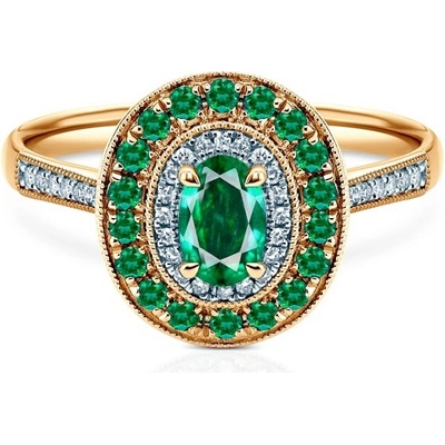 Savicki Prsteň Rosavine dvojfarebné zlato smaragdy diamanty SAVR93446 Y EM