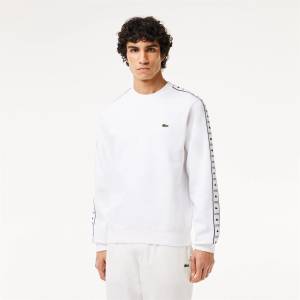 Lacoste Блуза Lacoste Men's Stripe Logo Crew Sweatshirt - White