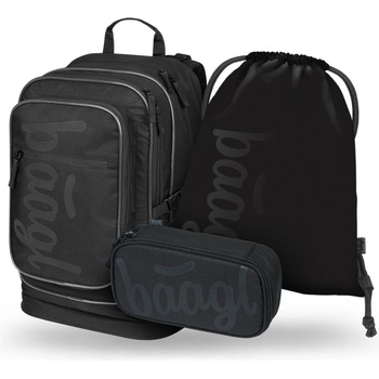 BAAGL СЕТ 3 Cubic Uni черен: раница, моливник, торбичка BAAGL | Cheren | Момичешки | ONE SIZE