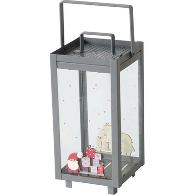 Boltze Home Vánoční lucerna na svíčku MONTI, 23 cm, šedá šedá
