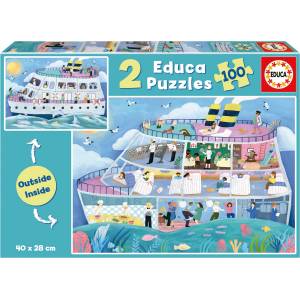 Educa Детски пъзел Educa от 2 x 100 части - Кораб отвън и отвътре (EDU19958) - ozone