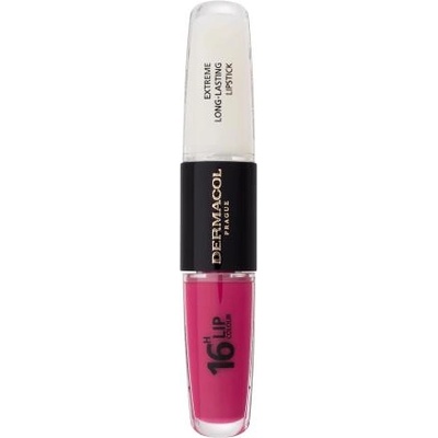 Dermacol 16H Lip Colour Extreme Long-Lasting Lipstick дълготрайно червило и блясък за устни 2в1 8 ml нюанс 8