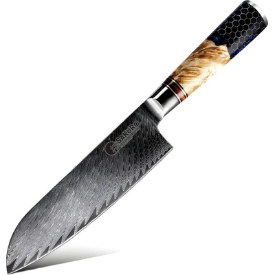 Santoku SaKuRo Japonský nůž z damaškové oceli Honey 17,8 cm