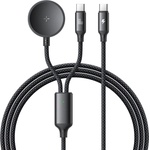 Xmart Кабел Xmart 2 в 1 USB-C към магнитно зарядно за Galaxy Watch и USB-C 60W, 1.2м, Черен, 25043 (25043)