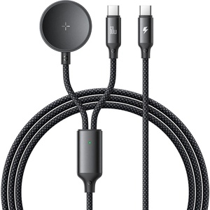 Xmart Кабел Xmart 2 в 1 USB-C към магнитно зарядно за Galaxy Watch и USB-C 60W, 1.2м, Черен, 25043 (25043)
