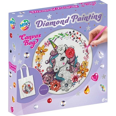 GRAFIX Diamantové malování Plátěná taška Jednorožec 25x31 cm