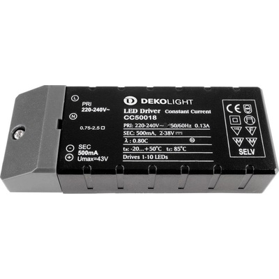 Deko Light BASIC, CC, CC50018/18W napájecí zdroj pro LED konstantní proud 18 W 500 mA 2 - 38 V 1 ks