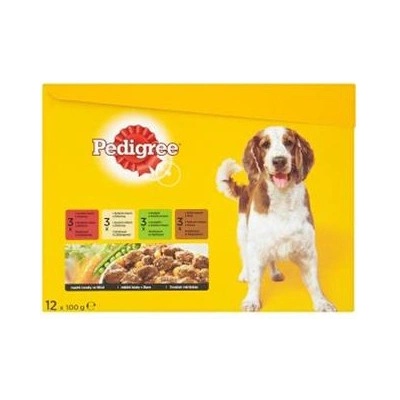 Pedigree dog Adult Multipack HD kuracie & hovädzie s králičím & morčacie s mrkvou v šťave 12 x 100 g