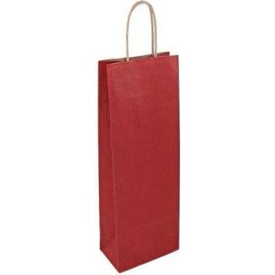 Papírová taška na víno červená Mosela 140x80x390 mm s krouceným uchem