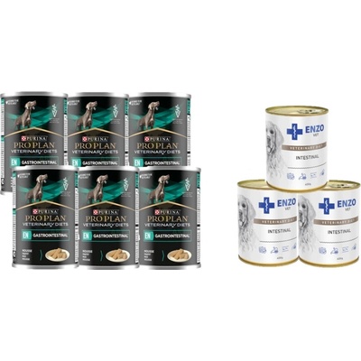 PRO PLAN Veterinary Diets Canine EN Gastrointestinal Mousse 6x400g + Enzo Vet Gastrointestinálna diéta s jahňacím mäsom pre psov 3x400g