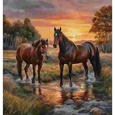 Norimpex - Puzzle Diamant painting: Horses in the river 30x40cm - 1 - 39 piese