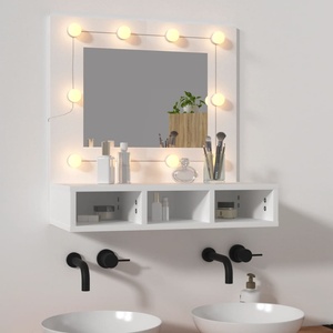 vidaXL Огледален шкаф с LED, бял, 60x31, 5x62 см (808882)
