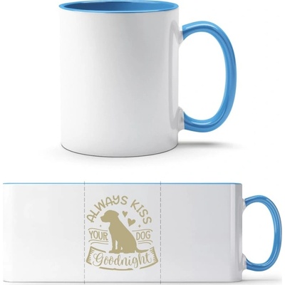 PrintEQ TTH Dvoubarevný Hrnek Design Always kiss your dog Bílá Světlemodrá Standard Dárky 250 ml