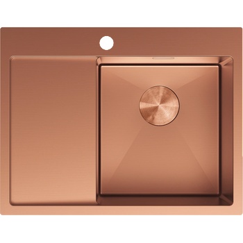 Mexen Exar стоманена кухненска мивка с 1 отделение и отцедник, дясна 620 x 480 (6432621005P-65)