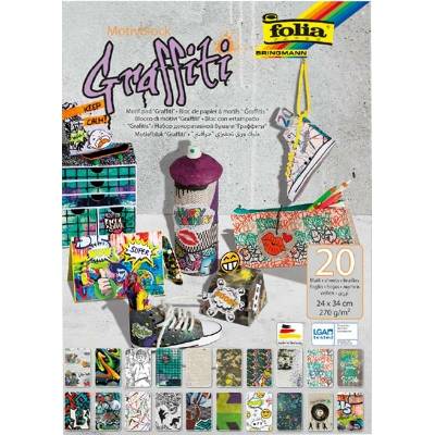 Papír na scrapbooking v bloku A4 270g/m2 20ls Graffiti