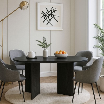 TopMebel Меламиново трапезарно маса Cortado в цвят сенкрон черен 138x80x75см