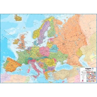Obří Evropa politická - nástěnná mapa 170 x 124 cm ve stříbrném hliníkovém rámu