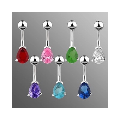 Šperky eshop piercing do bříška slzičkový zirkon C2.16 světlá zelená G