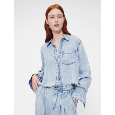 Gap džínsová crop košeľa GapStudio by Zac Posen modrá
