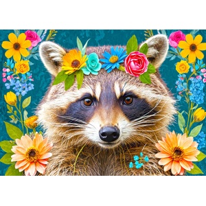 Enjoy - Puzzle Floral Raccoon - 1 000 piese