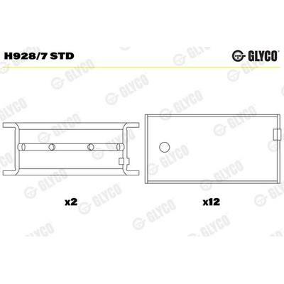 Ložiska klikové hřídele GLYCO H928/7 STD - sada