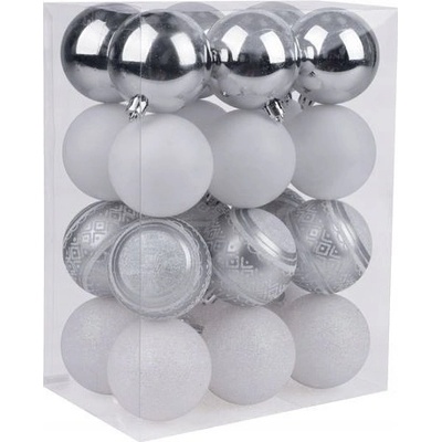 MagicHome Gule 24 ks bielo strieborné mix na vianočný stromček 6 cm