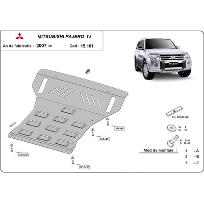 Scut Motor - Румъния Метална кора под двигател mitsubishi pajero от 2007 (73306)