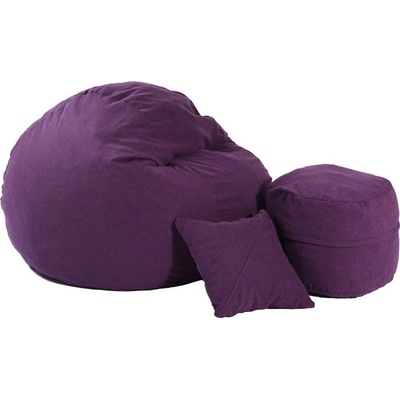 PUFRELAX Комплект, Барбарон, с табуретка за крака и декоративна възглавница, 700л. King Size - Mulberry, Перящ се калъф, Трансформира се в легло, Пълнеж с микс от мемори пяна и дунапрен, Гама Premium (PUF-M-KOP-PT-MLB)