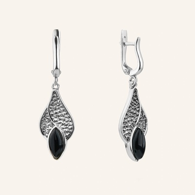 SilveAmo Strieborné náušnice s čiernym onyxom Resolve C5O5001