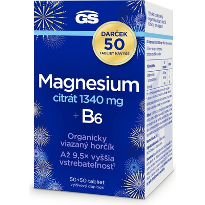 GS Magnesium citrát 1340mg + B6 50 + 50 tabliet