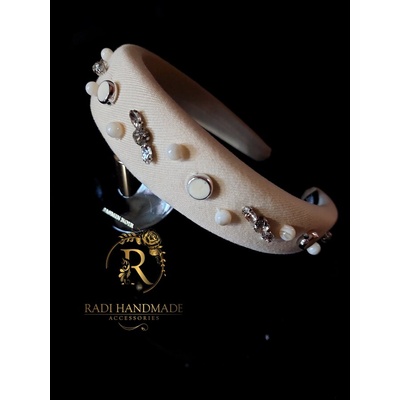 Radi handmade Мека широка диадема със седеф и камъни (655)