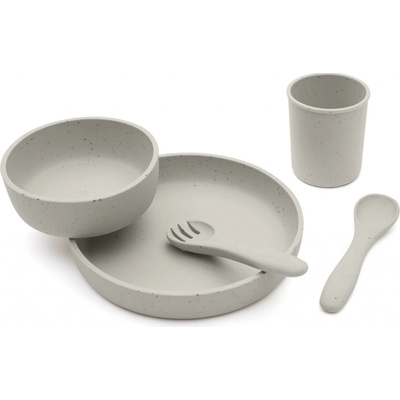 KIKKABOO Jídelní sada 5-dílná Platinum Silicone Sand