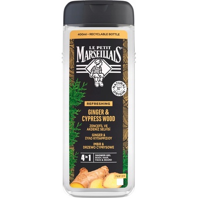 Le Petit Marseillais sprchový gél 4 v 1 pre mužov Zázvor a cyprus 400 ml