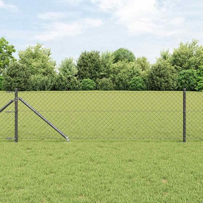 vidaXL Řetězová plotová konstrukce s hroty 10 x 0,8 m Šedá Síťovina