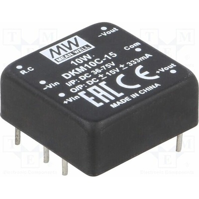 MEAN WELL DKM10C-15 Měnič: DC/DC; 10W; Uvst: 36÷75VDC; Uvýst: 15VDC; Uvýst2: -15VDC; DIP